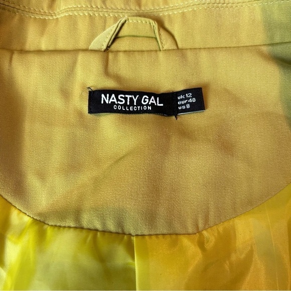 Nasty Gal Collection Chartreuse Double Breasted Fully Lined Deep Neckline Blazer - Picture 7 of 15